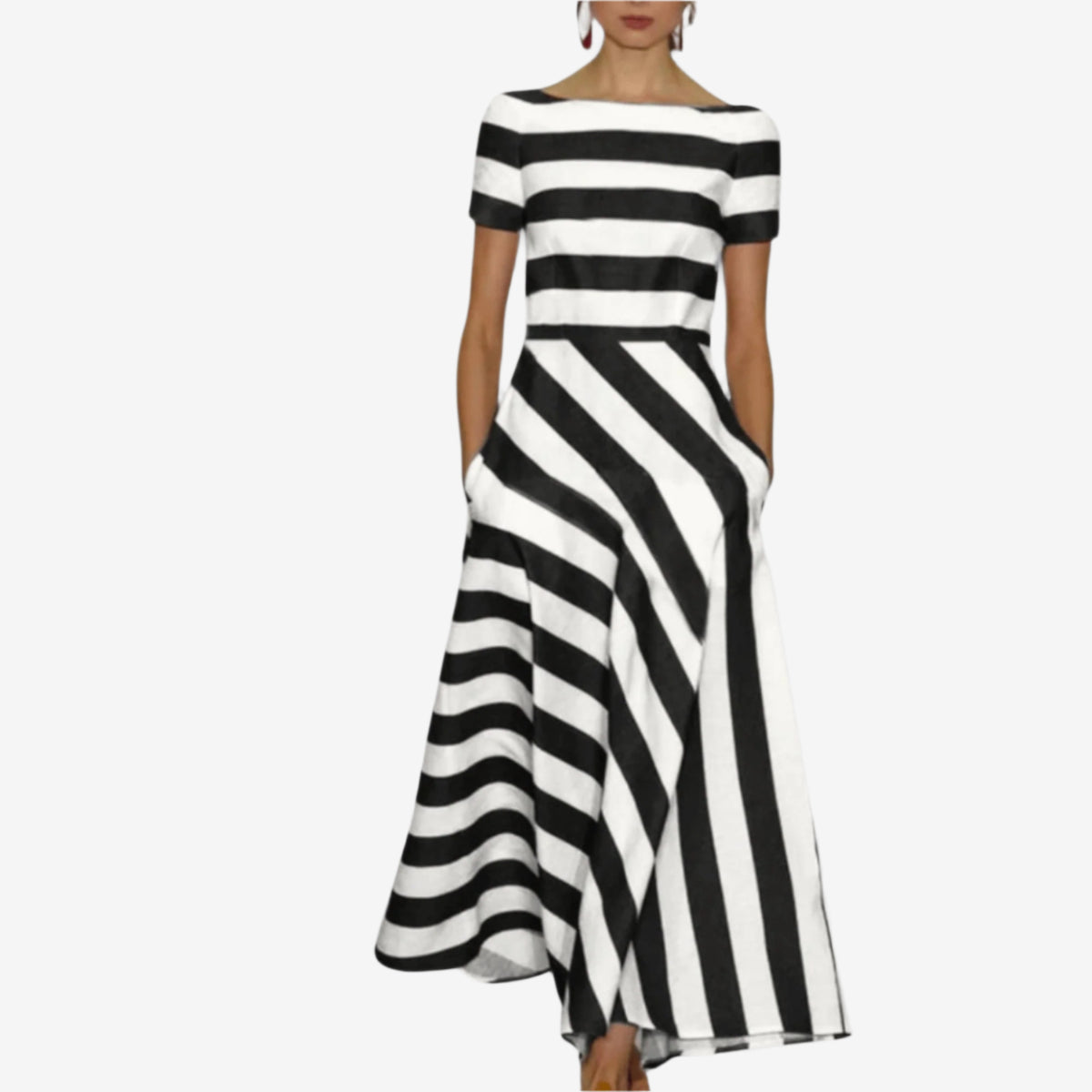 Elska™ Robe Rayée Élancée